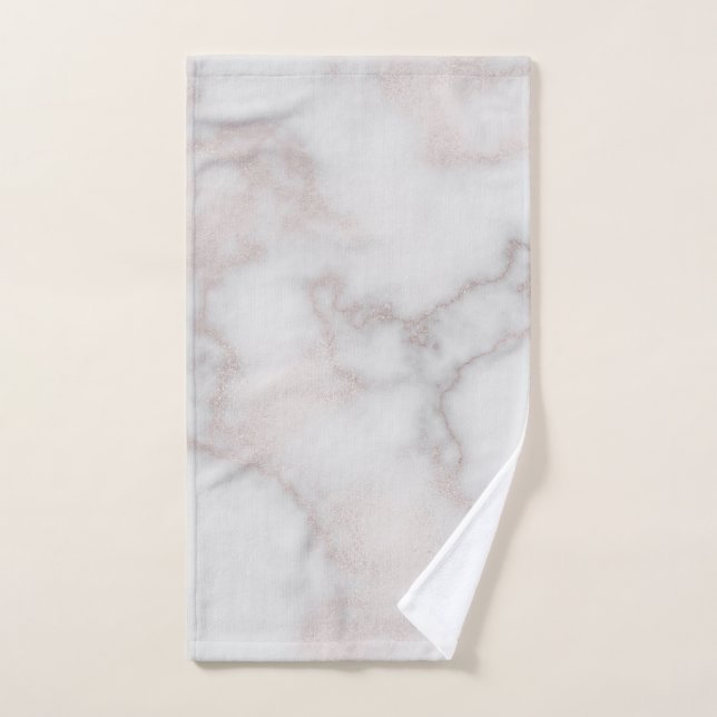 Rougissent le motif de marbre blanc d'or de rose (Serviette à main)