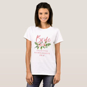 Rougissent le T-shirt floral d'aquarelle de jeune