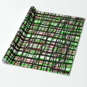 Rouleau à papier cadeau Rouge, Vert, Noir Lignes A