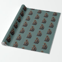 Rouleau de papier cadeau Ours Nordique Vert