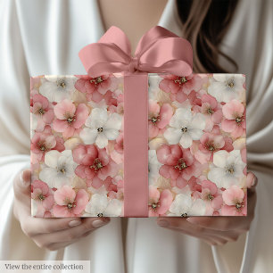 Rouleau de papier cadeau rose et or pour anniversa