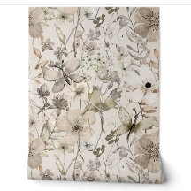 Rouleaux de papier peint beige paradis des fleurs