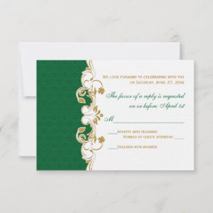 Rouleaux en or blanc vert, carte RSVP Shamrock