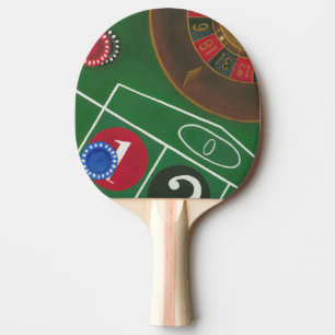 Roulette-Tabelle mit Chips und Rad Tischtennis Schläger