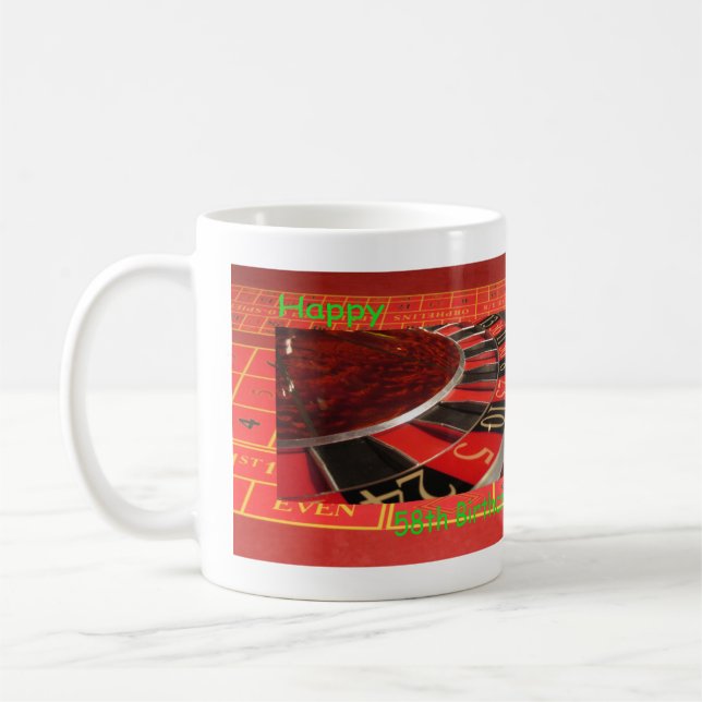 Roulette Wheel Happy 58. Geburtstag Kaffeetasse (Links)