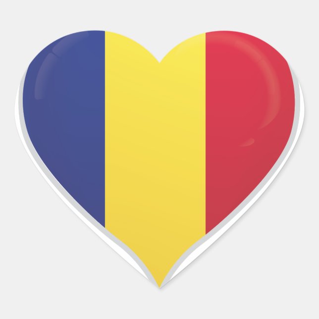 Roumanie amour drapeau orgueil autocollant coeur (Devant)