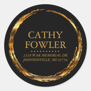 Round Address Grungy Gold et Black Étiquettes