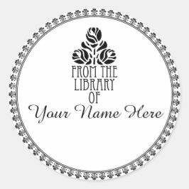 Round Art Deco Buchzeichen Runder Aufkleber