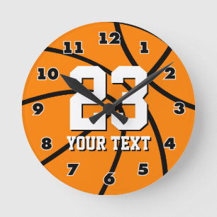 Round basketball clock with custom number and text runde wanduhr