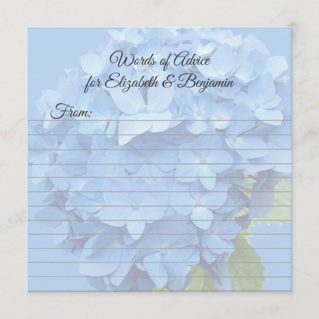 Round Blue Hydrangea Blank Advice Wedding Cards Hinweiskarte (Vorderseite)