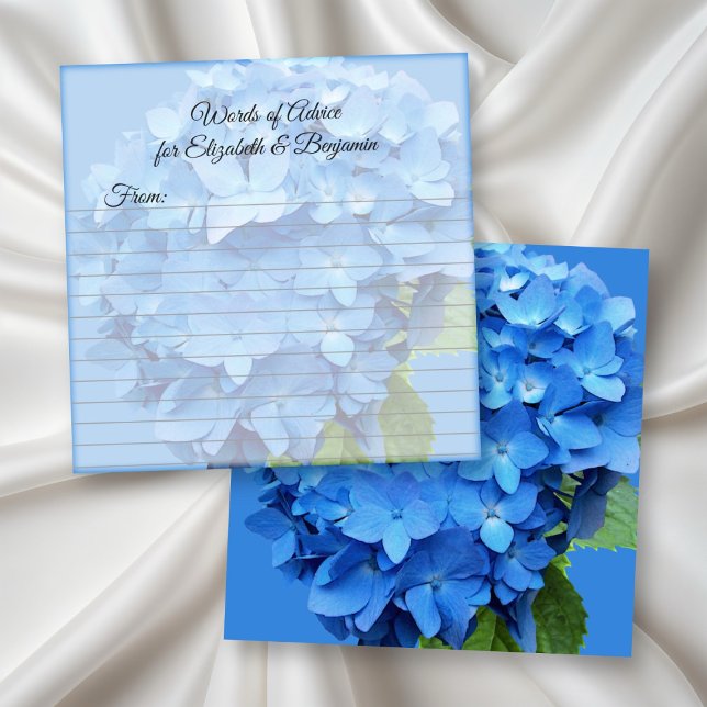 Round Blue Hydrangea Blank Advice Wedding Cards Hinweiskarte (Von Creator hochgeladen)