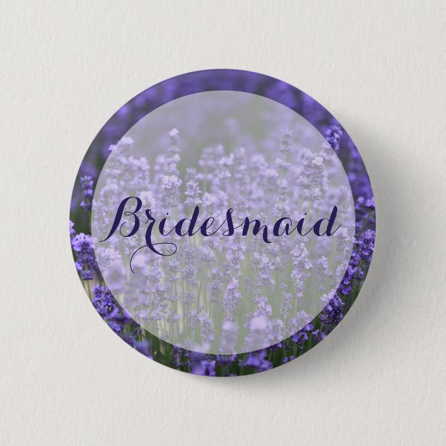 Round Bridesmaid Lila Lavender Wedding Buttons (Vorderseite)
