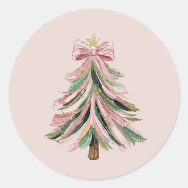 Round Brushstroke Christmas Tree Sticker (Devant)