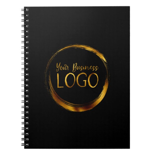 Round-Business-Logo auf der Black-Promo-Plattform Notizblock (Vorderseite)