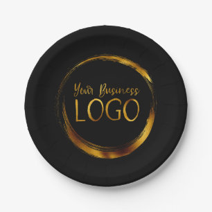 Round-Business-Logo auf der Black-Promo-Plattform Pappteller