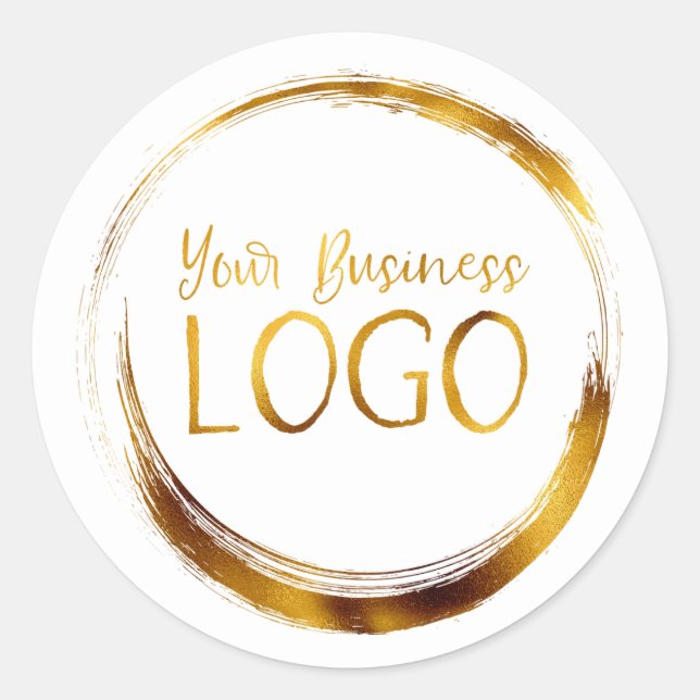 Round-Business-Logo auf weißer Werbung Runder Aufkleber (Vorderseite)