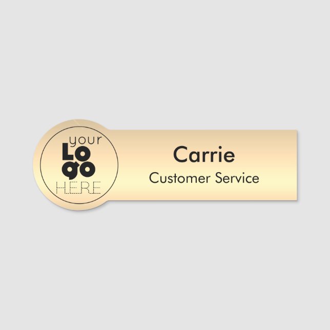 Round-Business-Logo-Metallic-Gold-Mitarbeitermarke Namensschild (Vorderseite)