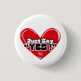 Round Button : Just Yes with Heart (weiß)