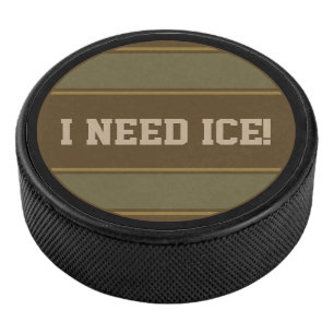 Round Button - Streifen dunkelbraun grün Eishockey Puck