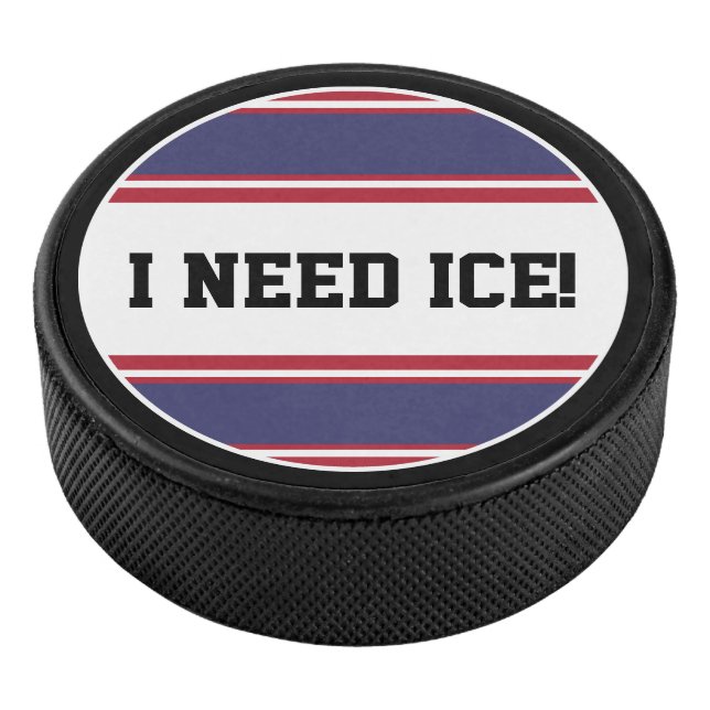 Round Button - Streifen in blau-weiß Eishockey Puck (3/4)