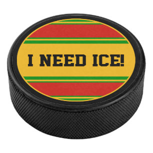 Round Button - Streifen rot-gelb Eishockey Puck