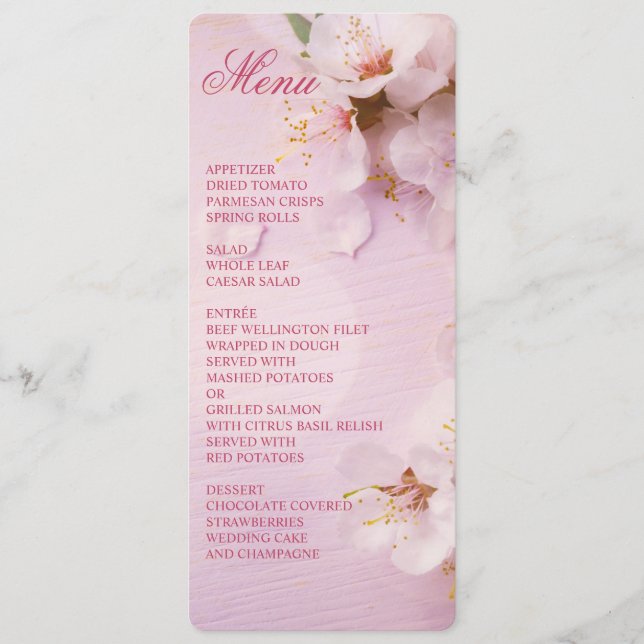 Round Cherry Blossom Elegantes Hochzeitsmenü Menükarte (Vorderseite)