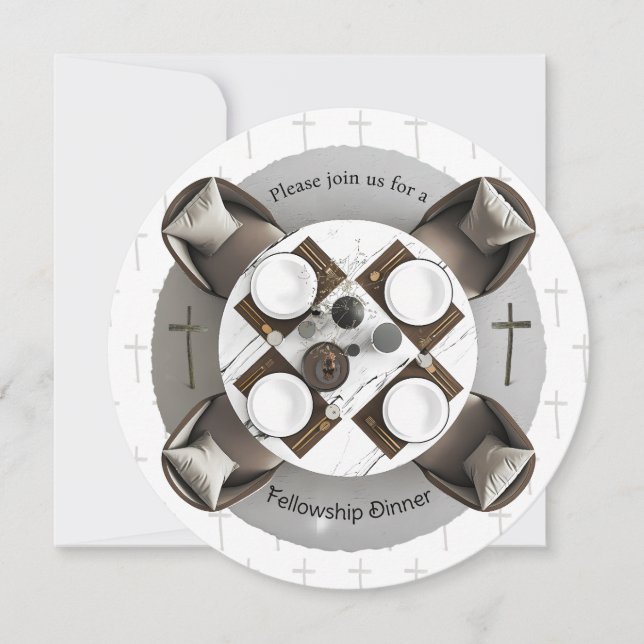 Round Christian Fellowship Dinner Invitation Einladung (Vorderseite)
