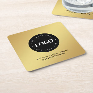 Round Circle Custom Company Logo Gold Gradient Rechteckiger Pappuntersetzer