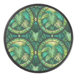 Round coaster featuring a vibrant floral pattern  eishockey puck