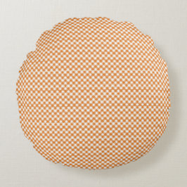 Round cushion with a brown and white gingham  rundes kissen