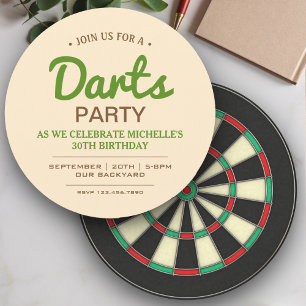 Round Darts Game Birthday Party Einladung