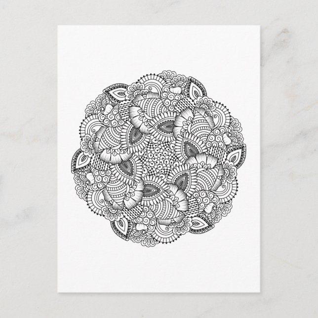 Round-Doodle-Design Postkarte (Vorderseite)