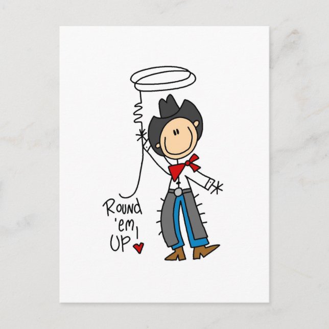 Round Em Up Cowboy Tshirts und Geschenke Postkarte (Vorderseite)