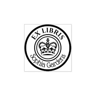 Round Ex Libris Crown Gummistempel