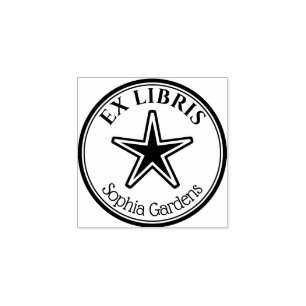 Round Ex Libris - Star Gummistempel