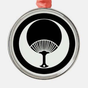 Round Fan in Circle Silbernes Ornament