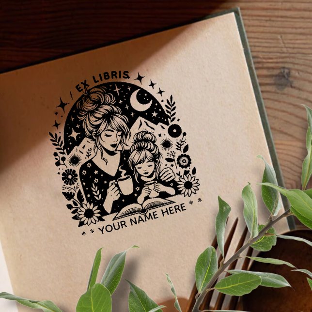 Round Floral Fantasy book Liebhaber ex libris Brie Gummistempel (Von Creator hochgeladen)