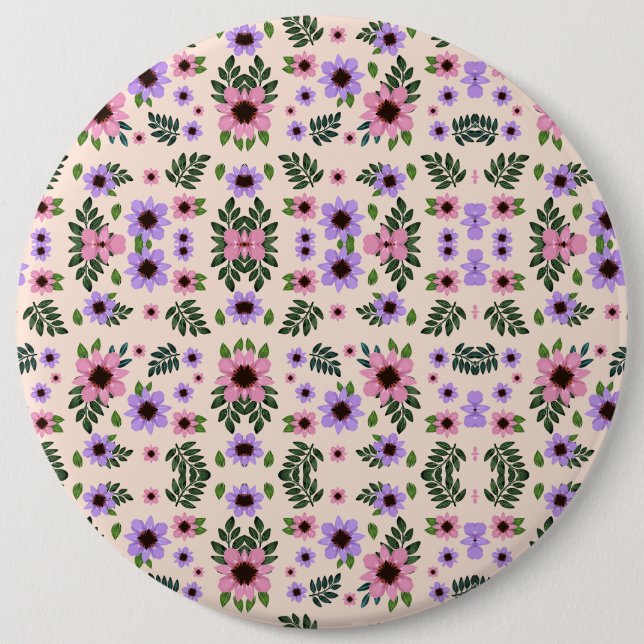 Round floral mouse pad featuring a symmetrical  button (Vorderseite)