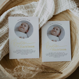 Round Foto Taufe - Gold Folieneinladung