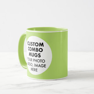 Round Frame 2 x Photo Logo Lime Custom Combo Tasse