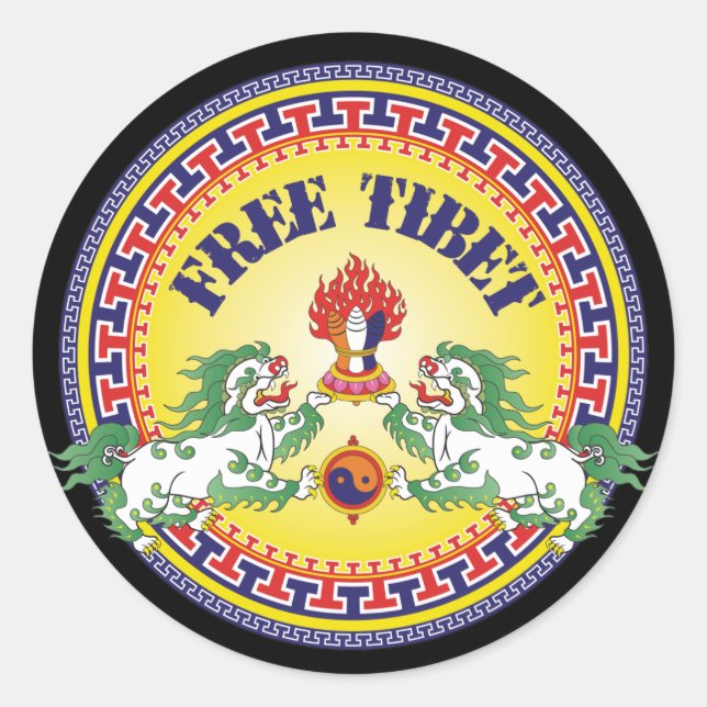Round Free Tibet Runder Aufkleber (Vorderseite)