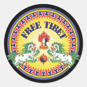 Round Free Tibet Runder Aufkleber