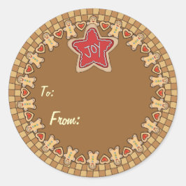 Round Gingerbrot Joy-Geschenksticker Runder Aufkleber