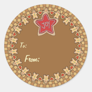 Round Gingerbrot Joy-Geschenksticker Runder Aufkleber