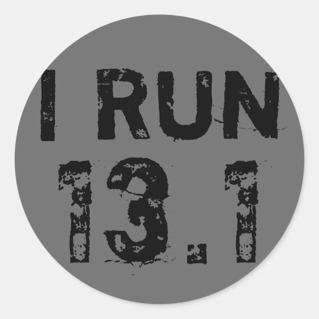 Round Gray I Run 13.1 Aufkleber (Vorderseite)