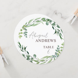 Round Greenerity Foliage Wedding Guest Platzkarte