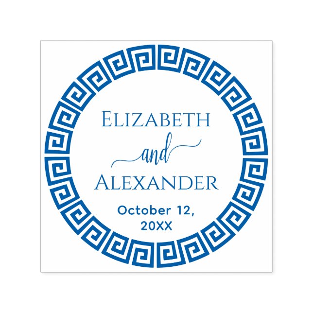 Round griech Key S Frame Names Datum Hochzeit Permastempel (Design)