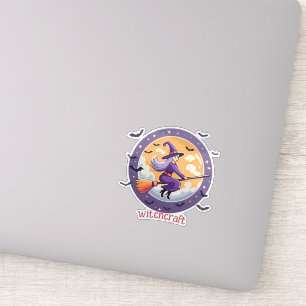 Round Halloween Hexe Aufkleber