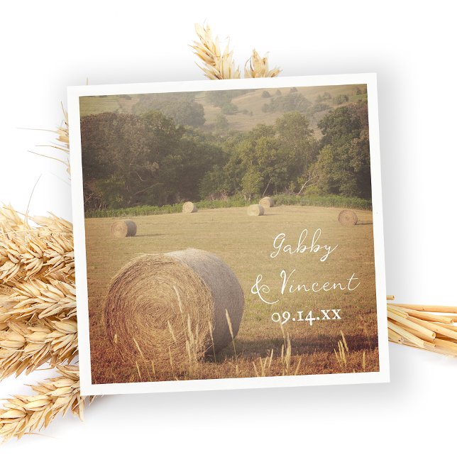 Round Hay Bales Farm Wedding Napkins Serviette (Von Creator hochgeladen)