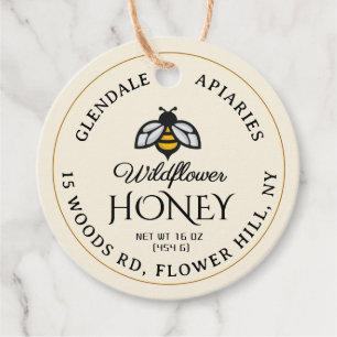 Round Honey Jar Necktag Ivory Decorative Bee Geschenkanhänger